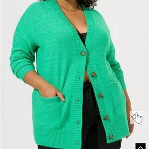 Torrid Vegan Cashmere Boyfriend Cardigan V-Neck Sweater Size 3